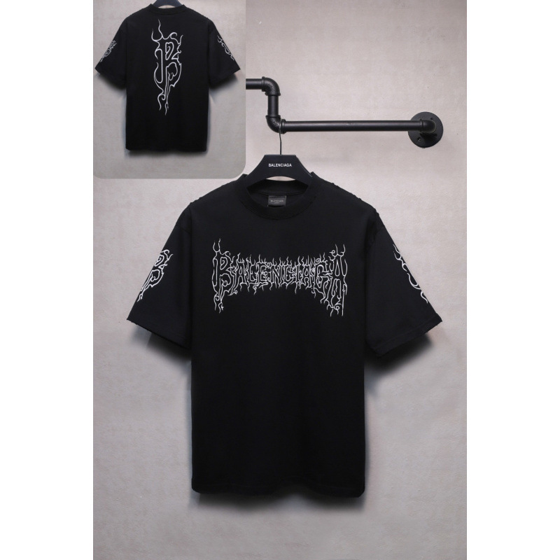 25ssクロスボーダー高品質タワーテーププリントレタードダメージ半袖Tシャツゆったり万能ワンピース卸売|undefined