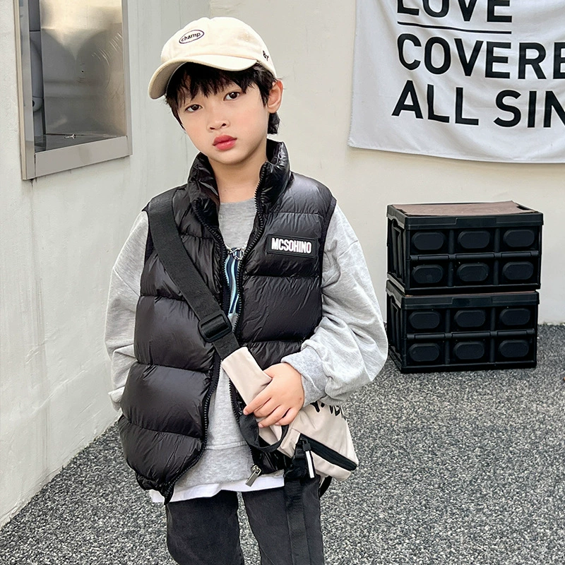 Детский пуховик для мальчиков 2023 новая зимняя Корейская версия большого детского жилета для девочек с буквами пальто поколение волос