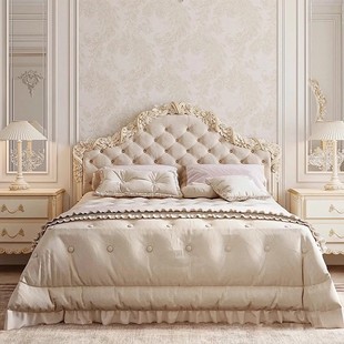 French Palace Luxury Shell Parquet Princess Bed European Luxury House Master Bedroom Gold Foil Carved Solid Wood Double Bed