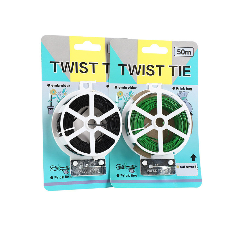 外贸吸塑园艺扎带扎丝植物卡扣捆绑扎绳铁丝包塑园林连接扎线配件 2