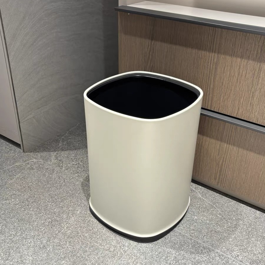 Basura de acero inoxidable de estilo nórdico sin tapa cocina para el hogar sala de estar baño de hotel de gran capacidad de doble capa