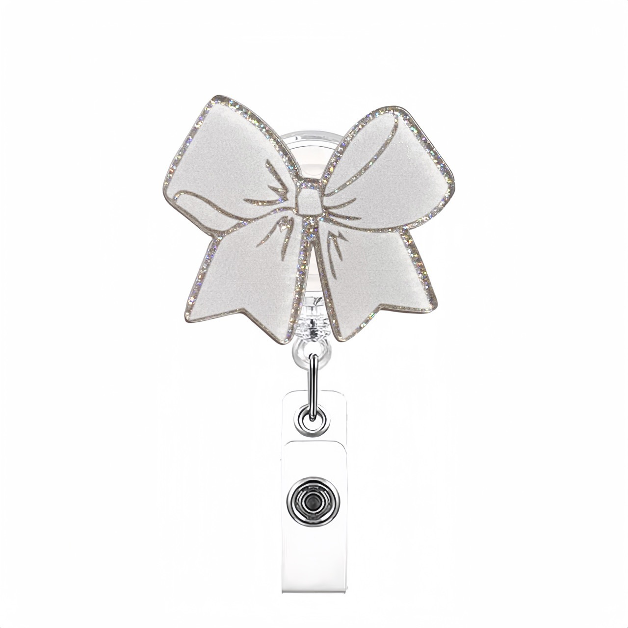 Etiqueta de etiqueta de venta caliente transfronteriza en lugar de acrílico divertido brillo clip de insignia telescópico hebilla de identificación hebilla fácil de tirar
