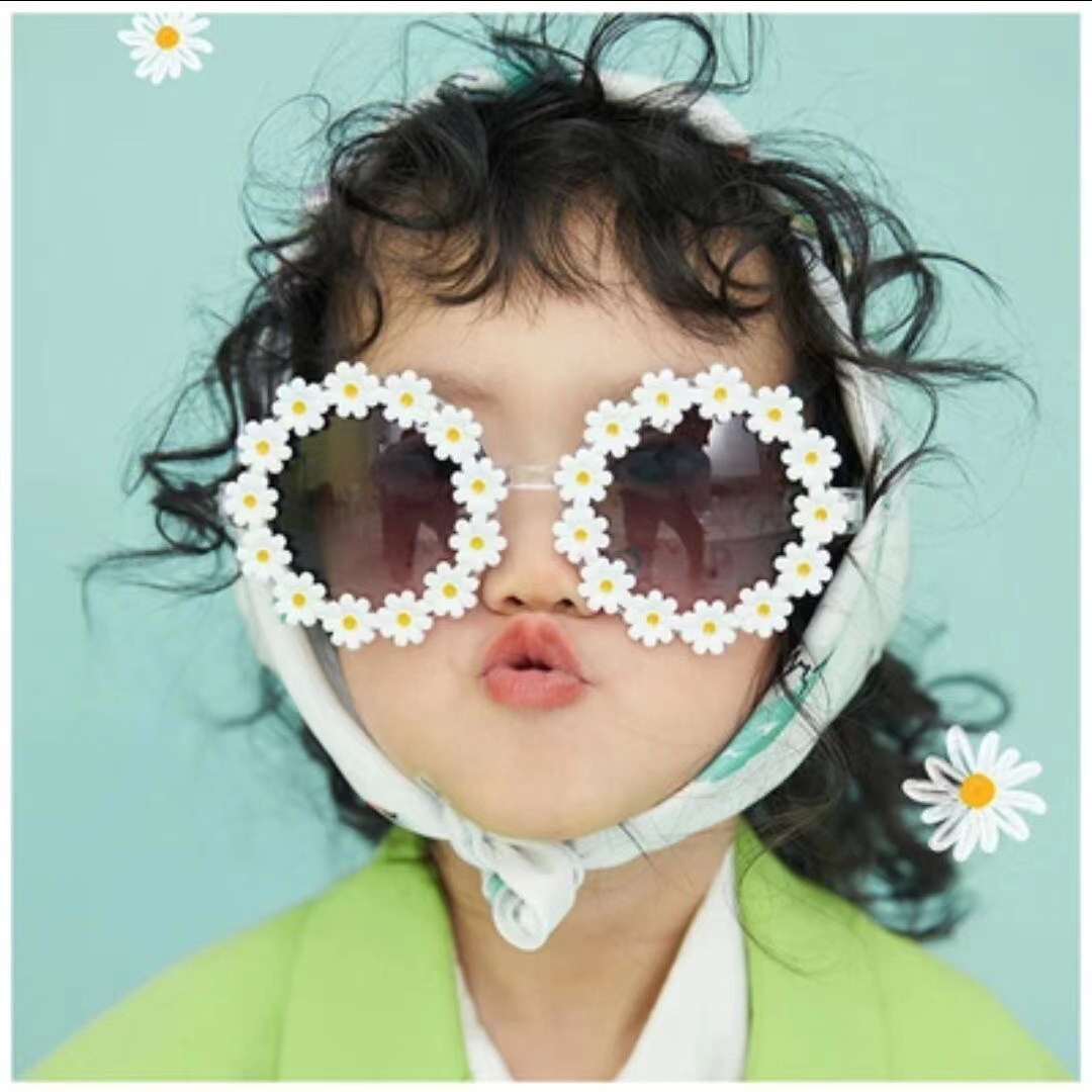 New Children's Sunglasses Little Daisy Cute Little Flower Sunglasses Round Frame Petal Glasses Trendy Fashion Children's Glasses