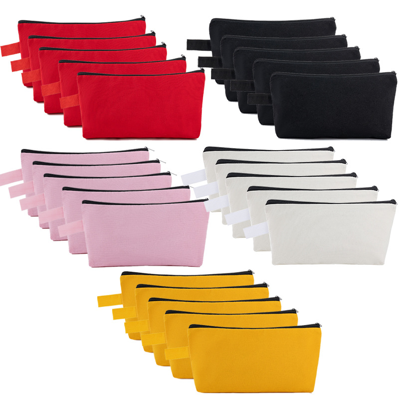 跨境空白帆布袋多功能化妆品拉链袋铅笔袋旅行化妆品文具袋印logo