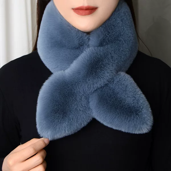 Rex Rabbit Fur Scarf Women's Winter Thickened Warm Double-sided All-match Wrasse Rabbit Hair Neck Protection Imitation Fur Plush Scarf