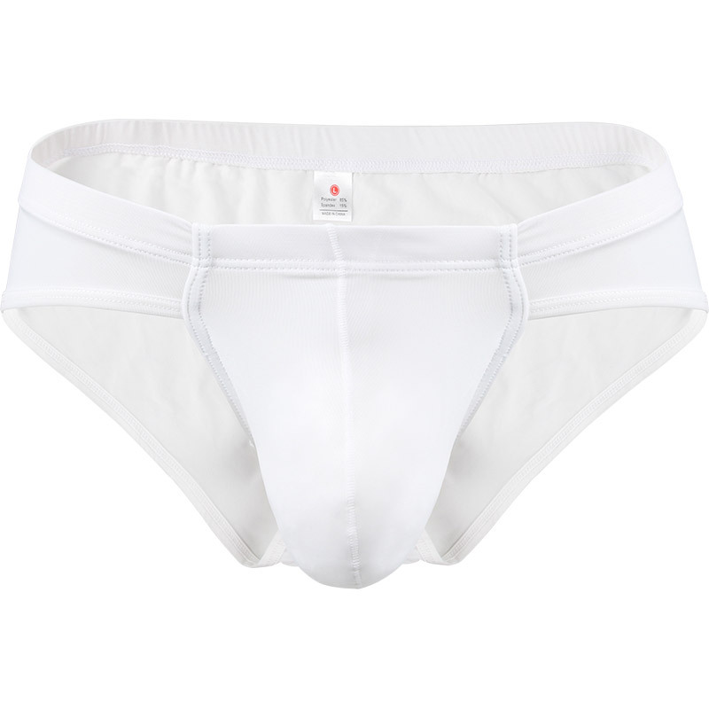 Comercio exterior estándar ropa interior de seda de hielo para hombres calzoncillos de cintura baja transpirable color sólido sexy ropa interior delgada al por mayor