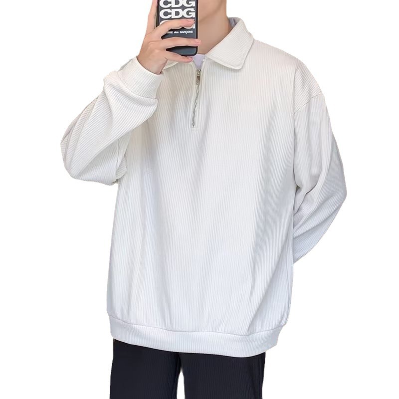 2024 suéter para hombre otoño e invierno tendencia coreana solapa suelta solapa suéter de cuello de polo de estilo perezoso suéter de punto con cuello de polo