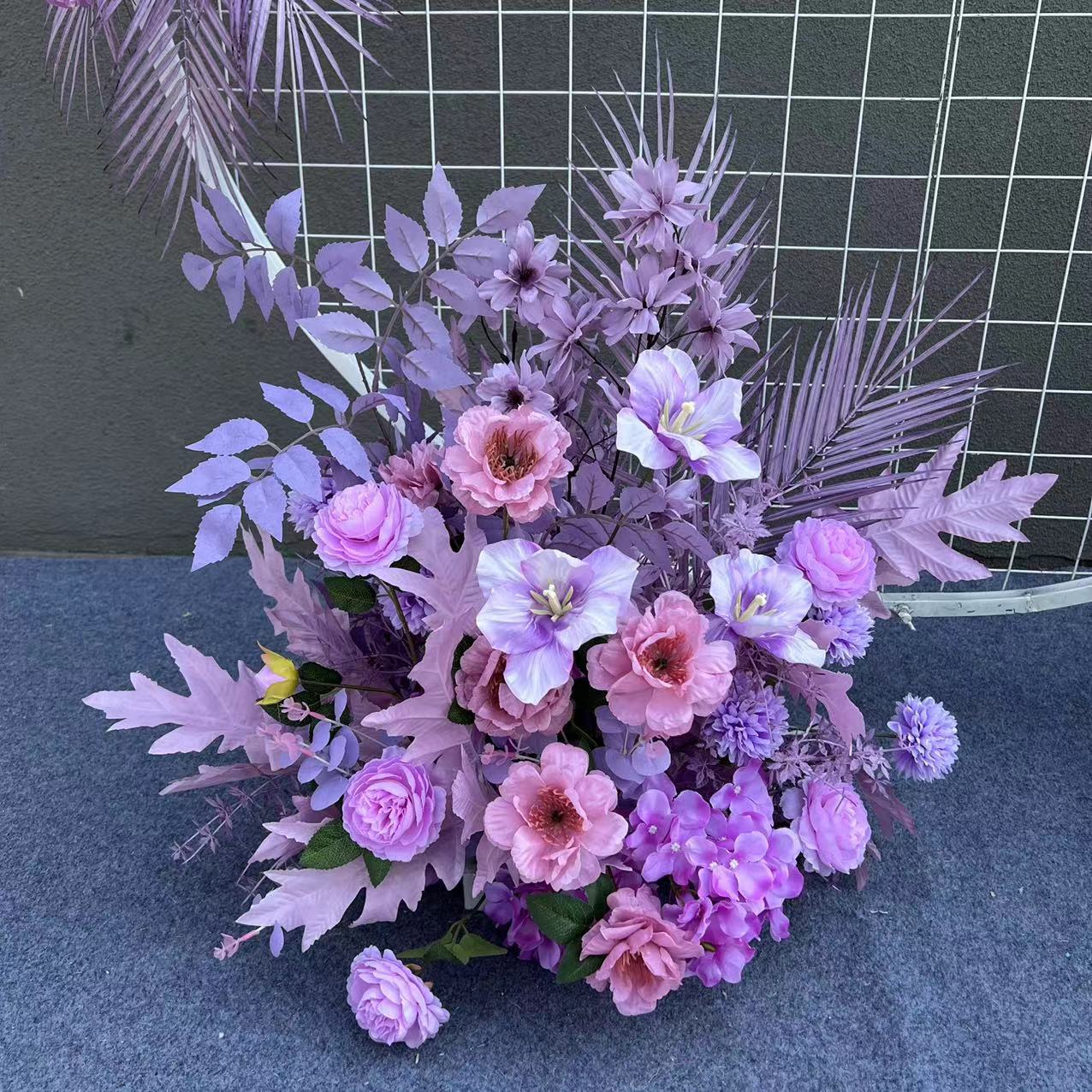 El comercio exterior de la boda flor artificial piso de la boda flor de seda apoyos de la flor de eucalipto flor artificial fila accesorios de la boda floral