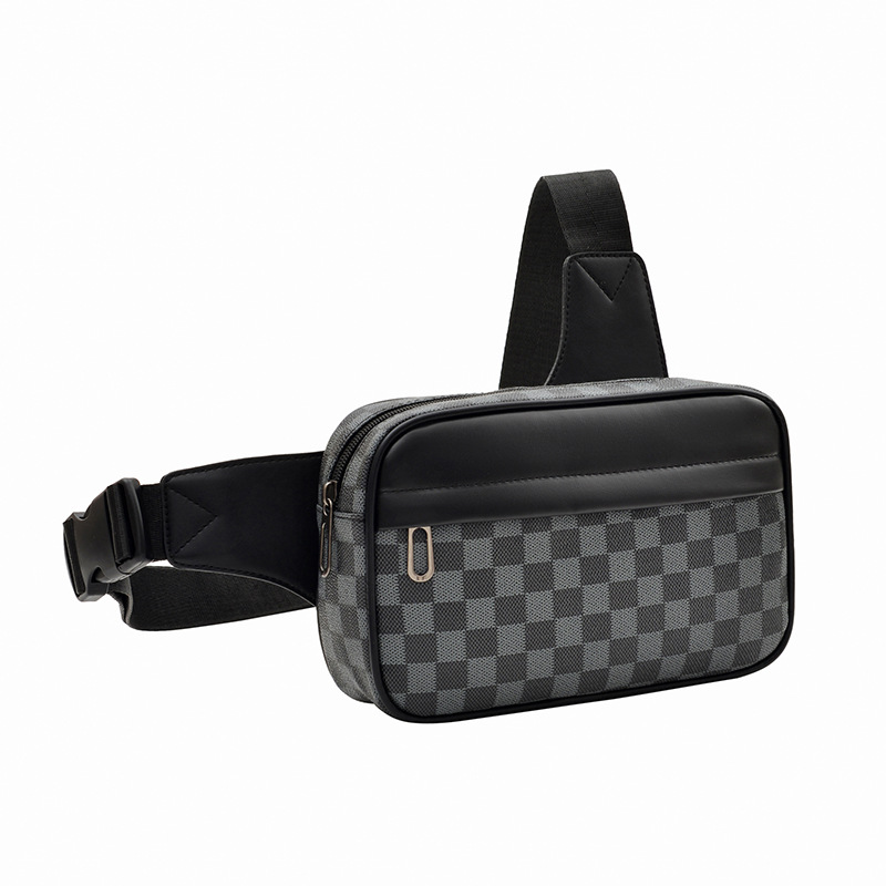 Men's Bag New Fashion Chest Bag Pu Leather Men's Single Shoulder Crossbody Small Square Bag Small Backpack Mobile Phone Bag Cross-Border Supply