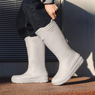 Non-slip high-heeled rain boots men's mid-heeled warm corset rain boots waterproof shoes kitchen rubber shoes car wash fishing shoes water boots