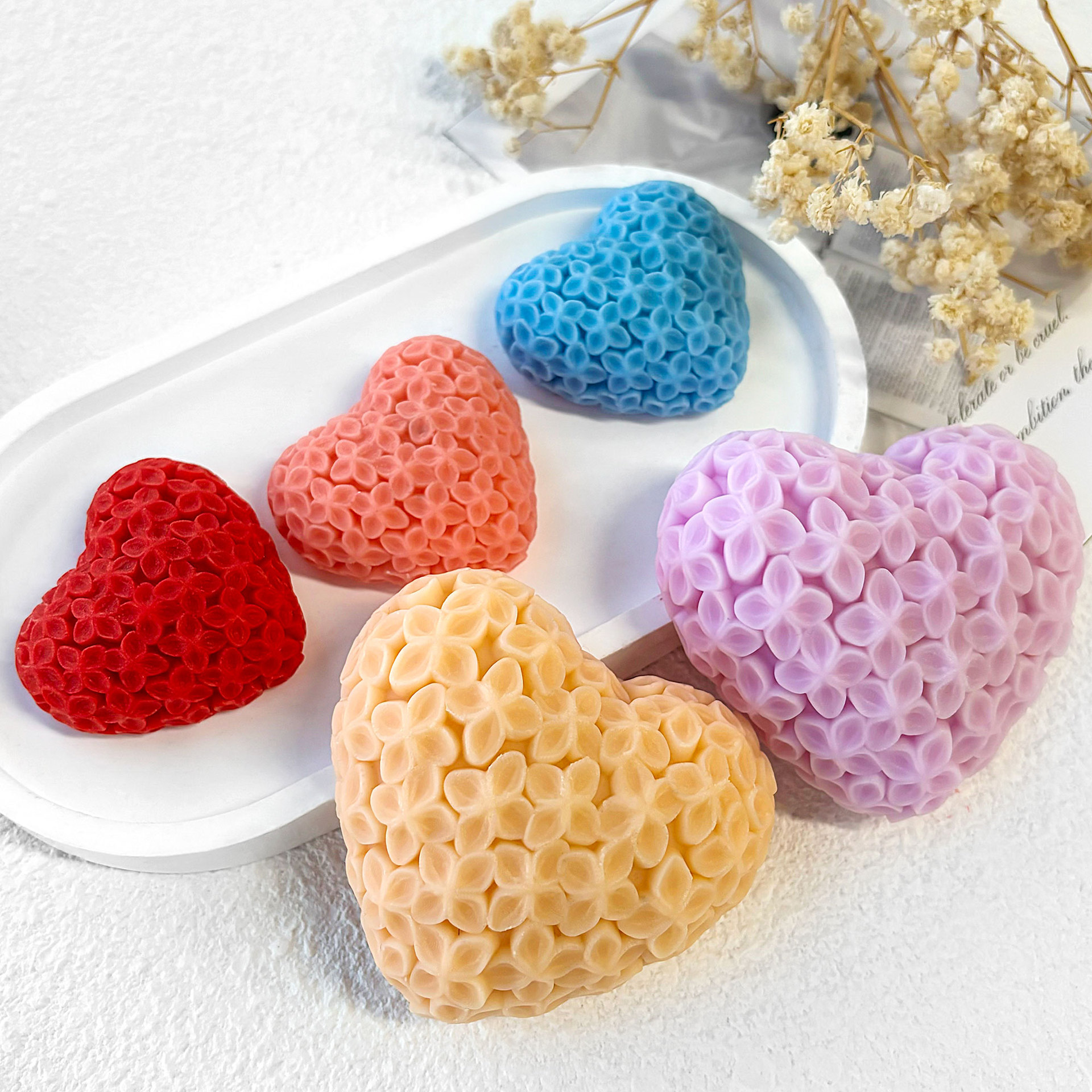 Jiahuimei nuevo amor flor epoxi molde DIY mousse pastel en forma de corazón vela de chocolate molde de silicona