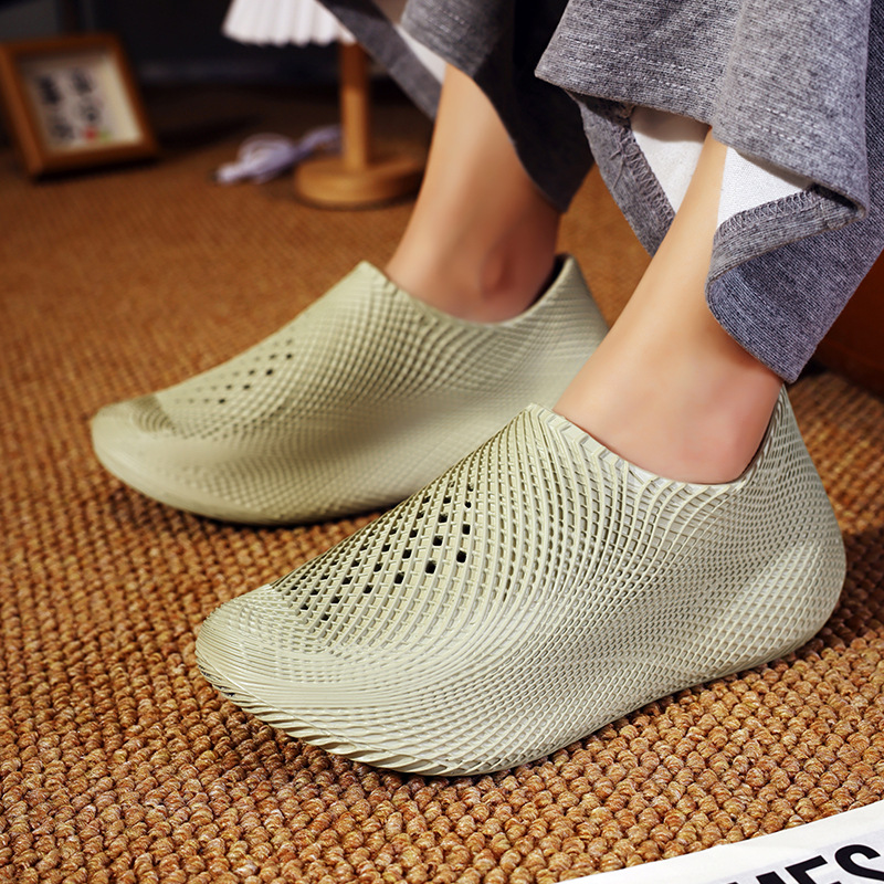 Women's Top Quality Solid Color Striped Clogs For Summer Wear, Casual Non-slip Closed-toe Slippers With A Cushioned Feel, Outdoor_voghion.com