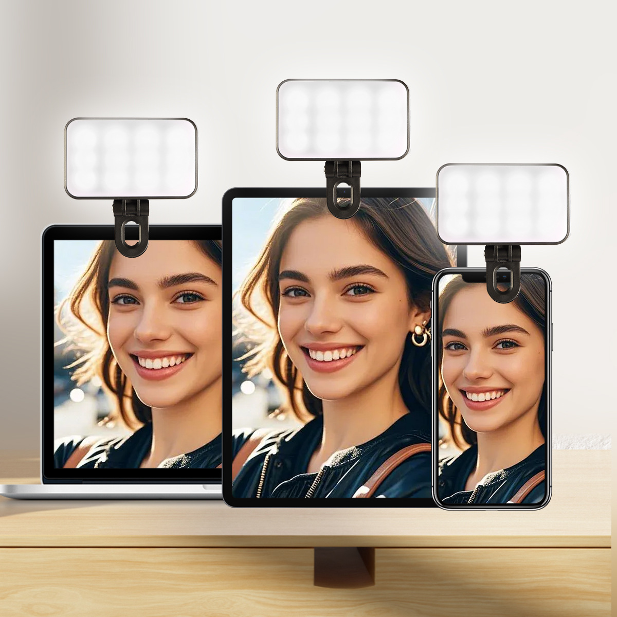 手机平板电脑直播视频会议补光灯可旋转LED充电款美颜灯闪光灯