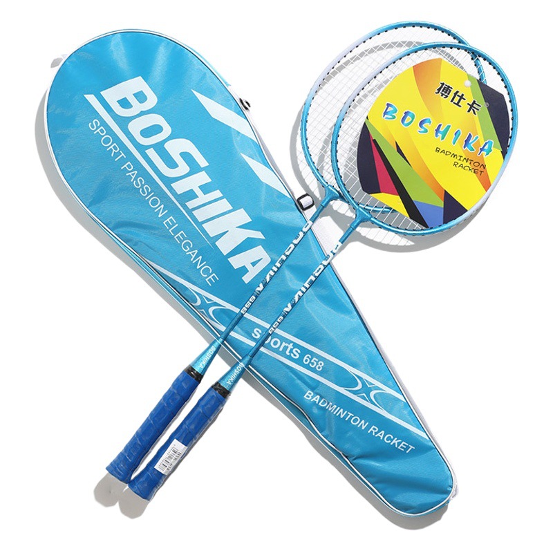 Boshika raqueta de bádminton PRODUCCIÓN DE FÁBRICA al por mayor principiante niños adultos traje de aleación de hierro de una sola pieza de entrega