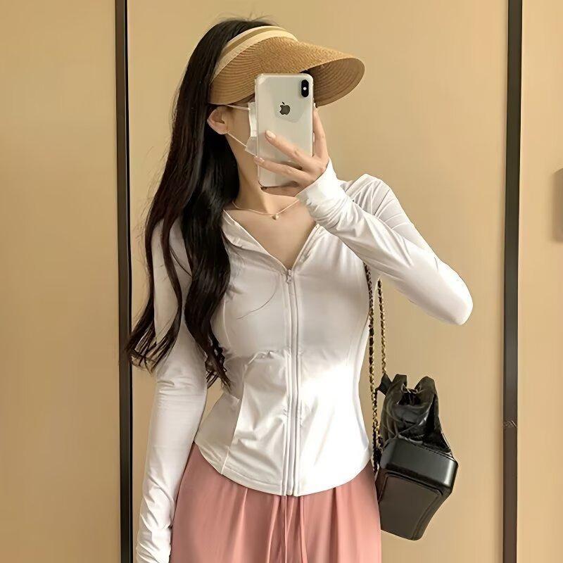 Ice Silk Multi-Color Sun Protection Clothing Women's Summer Thin Slimming Cardigan Jacket Tight Sports Yoga Clothing Top Ice Silk Multi-Color Sun Protection Clothing Women's Summer Thin Slimming Cardigan Jacket Tight Sports Yoga Clothing Top
