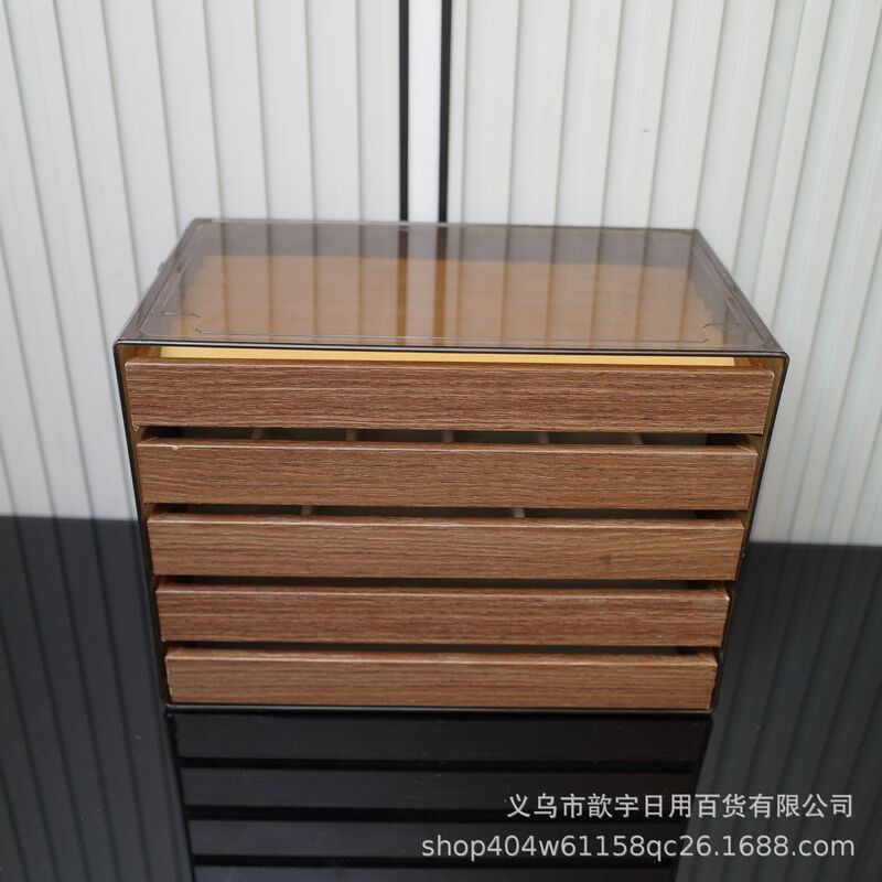 平替款首饰盒胡桃木纹复古化妆台珠宝吊坠戒指项链耳环耳钉饰品展|undefined