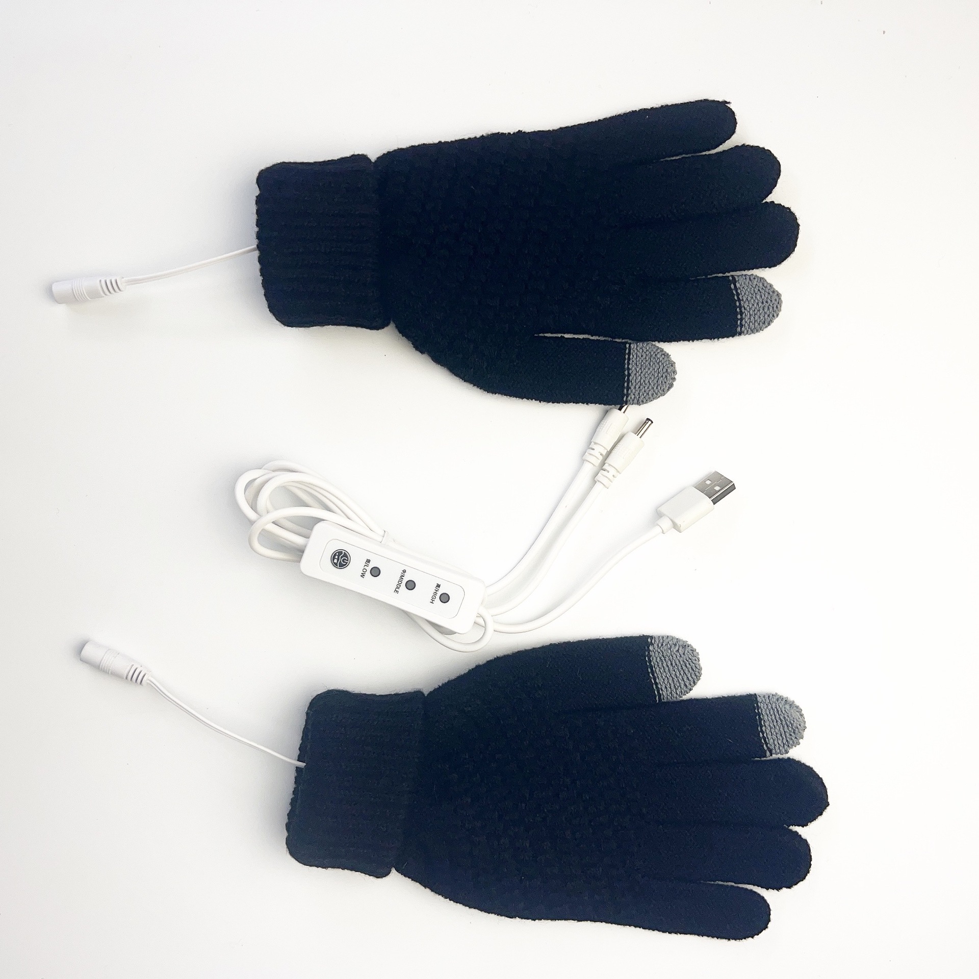 A cuadros de manga larga invierno pantalla táctil térmica suministro directo de fábrica Guantes eléctricos USB exclusivos transfronterizos 5-Dedo de punto de piña