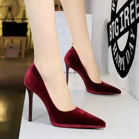 3255-10 Banquet Super High Heel Waterproof Platform Women's Shoes Thin Heel Shallow Mouth Tip Thickened Xishi Suede Single Shoe