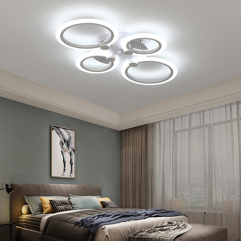 Sala de estar LED lámpara del dormitorio post-moderna nueva lámpara de techo comedor Sala de Libros Blanco oscurecimiento de iluminación lámparas de arte