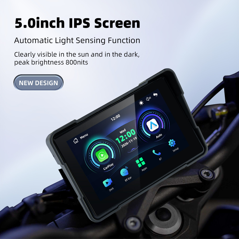 5inch Wireless Carplay/Android Auto Portable Car Motorcycle Driving Recorder