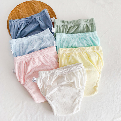 Summer training underwear leak-proof washable waterproof cotton baby diaper ring diaper female baby male summer hollow thin