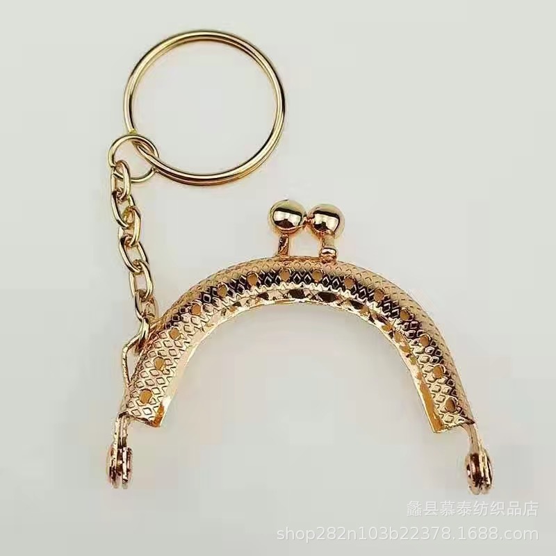 Llavero Metálico Semicircular de 5cm al por Mayor con 14/20 Agujeros, Accesorios para Monederos Hechos a Mano con Fieltro de Lana, Diseño a Cuadros.