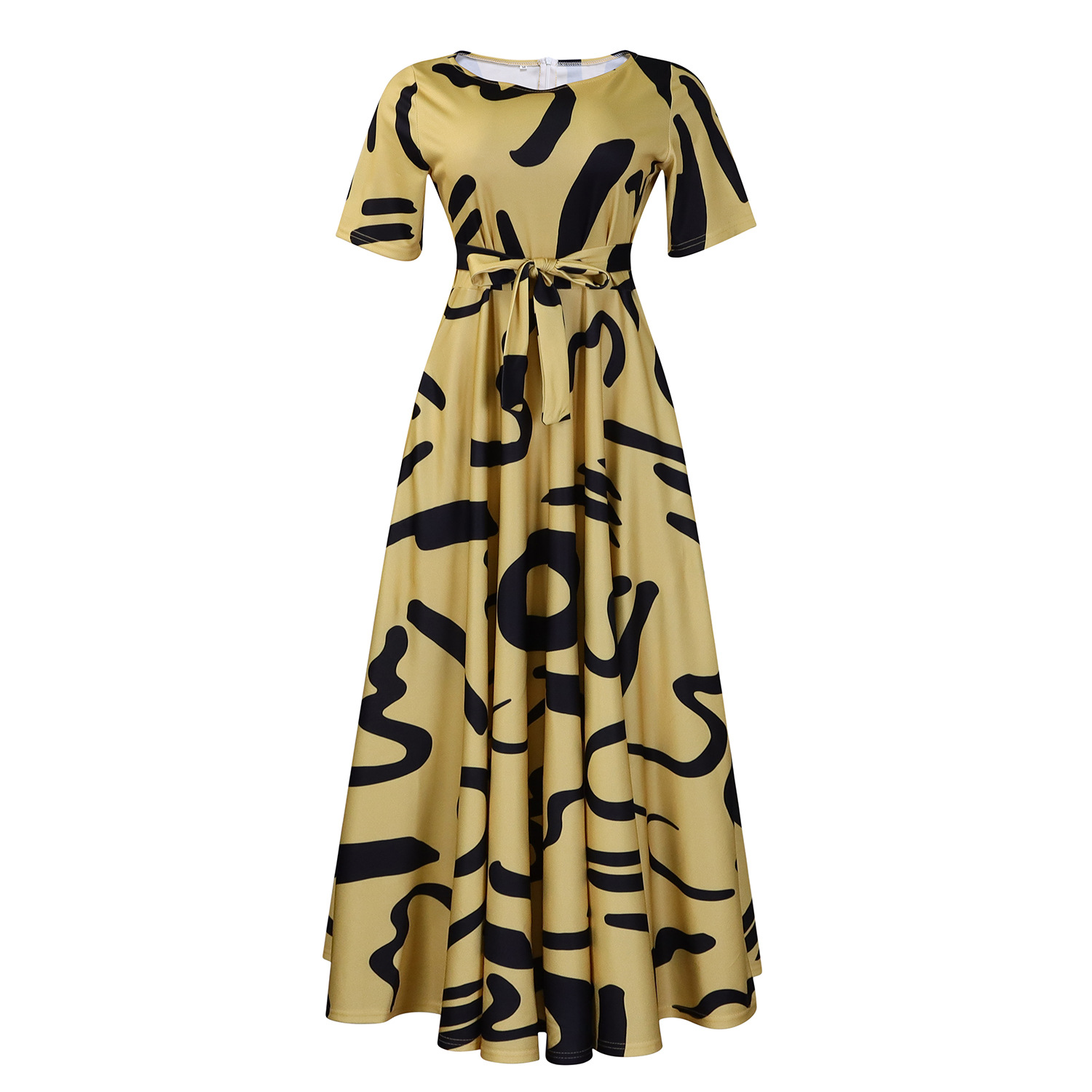 Plus Size African Style Dress Fashionable Short Sleeve A Line Tie Detail Perfect for Summer Events Wholesale