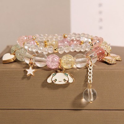 Corea del Sur fresco lindo conejo chica pulsera en línea celebridad niña flor caliente cristal pulsera chica novias pulsera