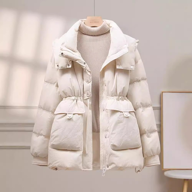 Women's down Jacket, Winter New Style, Mid-Length, 2025 Korean Version, Thickened, Waist-Cinching, Slimming, White Duck Down, Petite Coat