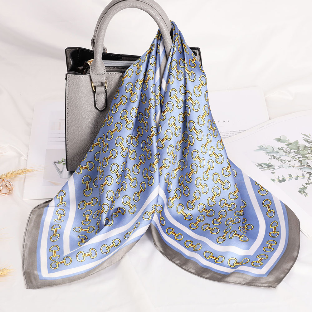 Holiday, Shopping Occasion Satin Material Women's Elegant Streetwear Color Block Stripe Satin Silk Scarf