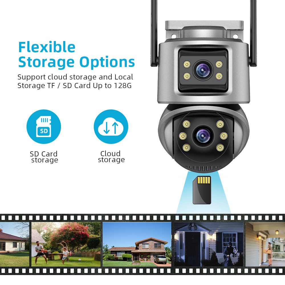 WIFI dual-lens dual-screen surveillance camera icsee gun and ball integrated high-definition outdoor surveillance Dual lens undefined