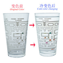 创意玻璃变色啤酒杯 冷变感温变色杯 V型冷饮杯果汁杯 可印刷LOGO