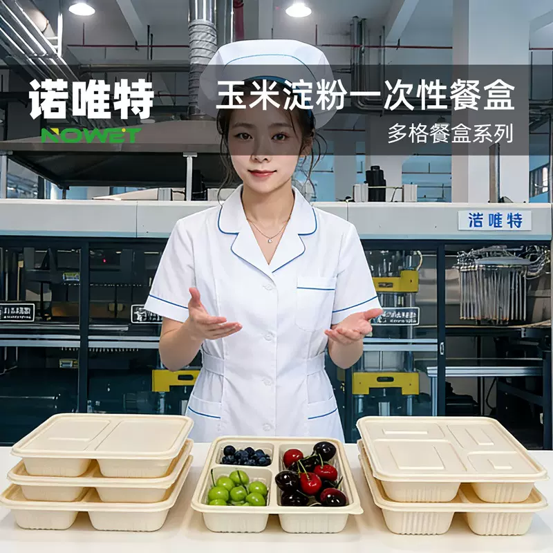 三四五格饭盒玉米淀粉基可降解环保一次性餐盒饭盒