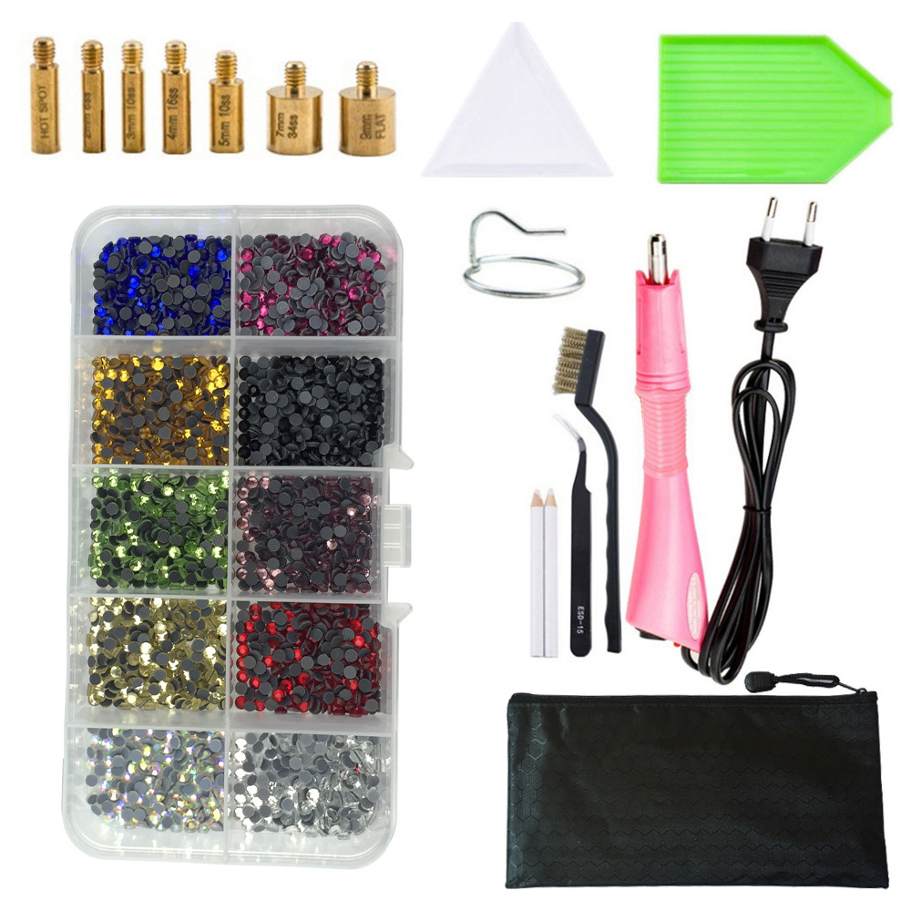 Máquina de perforación en caliente traje DMC fondo plano accesorios de herramientas de perforación en caliente pinzas Punto de ropa pluma de perforación bolsa de almacenamiento transfronterizo Amazon