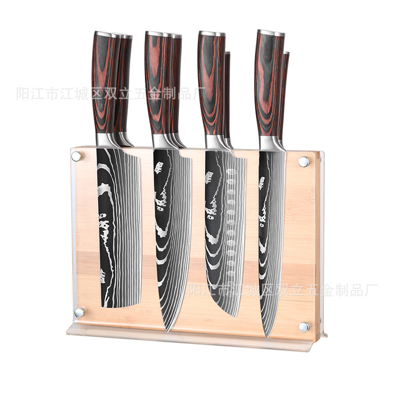 Cuchillo de cocina de seis piezas con patrón de onda