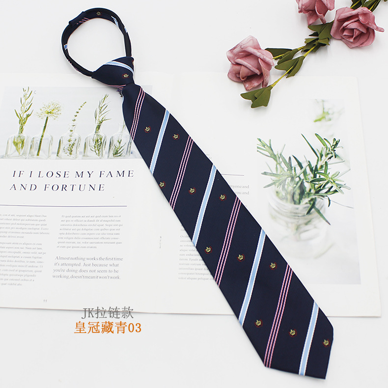 Venta directa de fábrica JK uniforme corbata cremallera 7cm temporada de graduación estudiantes masculinos y femeninos uniformes escolares accesorios poliéster jacquard
