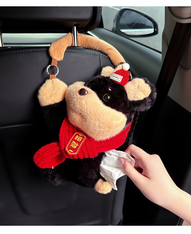 Car Tissue Box Creative Doll Piggy Elephant Household Tissue Hanging Bag Car Seat Back Hanging Tissue Box