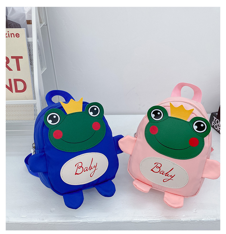 Kindergarten schoolbag for children, boys and girls, 1-3-5 years old, anti-wandering rope, cute frog, double-shoulder baby small backpack undefined