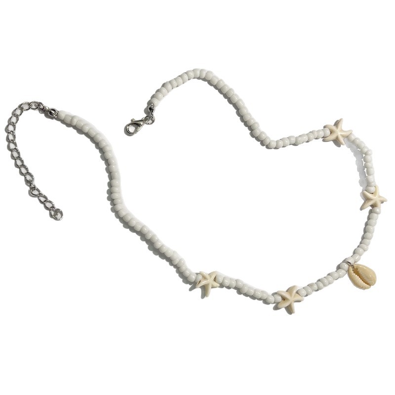 Bohemian Shell Starfish Bead Necklace For Women Handmade Collarbone_voghion.com
