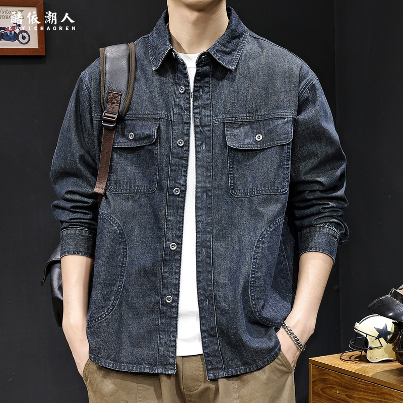 2025 New Denim Shirt Men's Jacket American Retro Trendy Brand Large Size Spring and Autumn Casual Thin Clothing Long Sleeve 2025 New Denim Shirt Men's Jacket American Retro Trendy Brand Large Size Spring and Autumn Casual Thin Clothing Long Sleeve