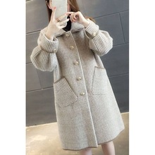 仿水貂绒秋冬外套女2025新款韩版针织开衫中宽松大码长款毛呢大衣