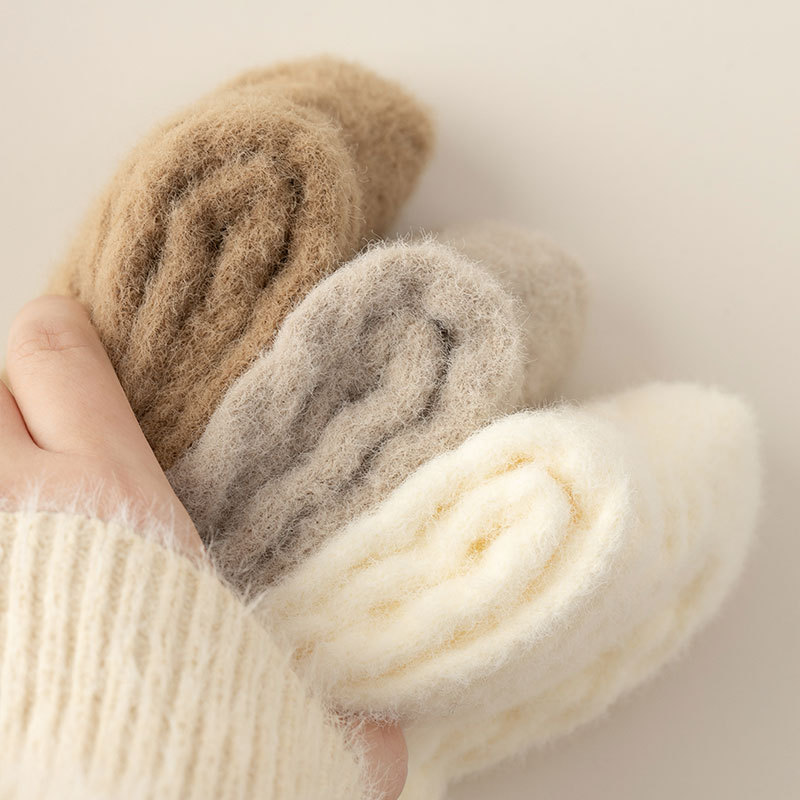 Chaussettes mi-tubes en velours australien, chaussettes épaisses et chaudes pour femmes, chaussettes de sol d'hiver, chaussettes à poils de couleur Maillard, chaussettes chaudes en serviette_voghion.com