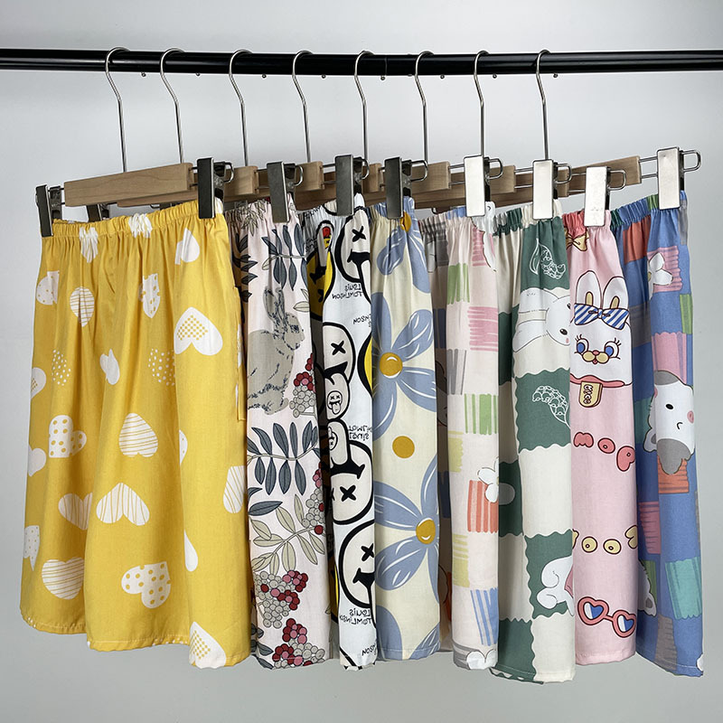 Cotton Silk Shorts Women's Summer Japanese Style Pajama Pants Half-length Pants Cartoon Artificial Cotton Pants Outwear Large Pants Home Pants