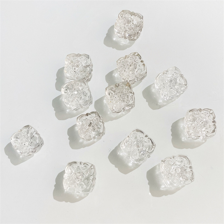 天然白水晶四喜福牌 diy饰品配件 纳福百搭串饰手工编绳散珠配件|undefined
