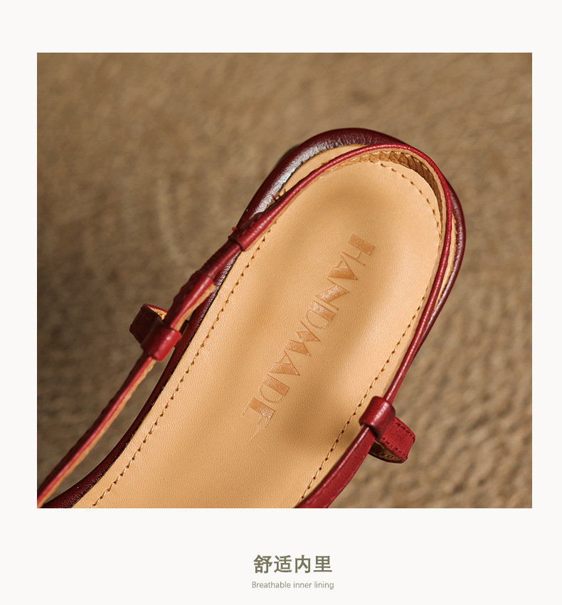 Sandal nữ quai ngang mũi nhọn phong cách vintage, gót thấp 3 cm — đen chi tiết 21