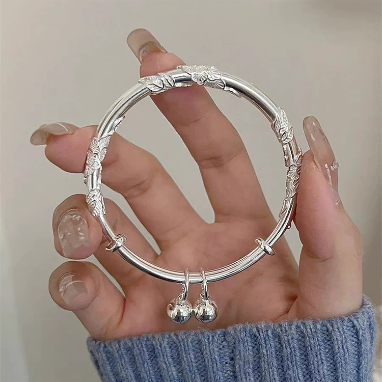 Bracelet 925 sterling silver, adjustable women's bangle, simple elegant design