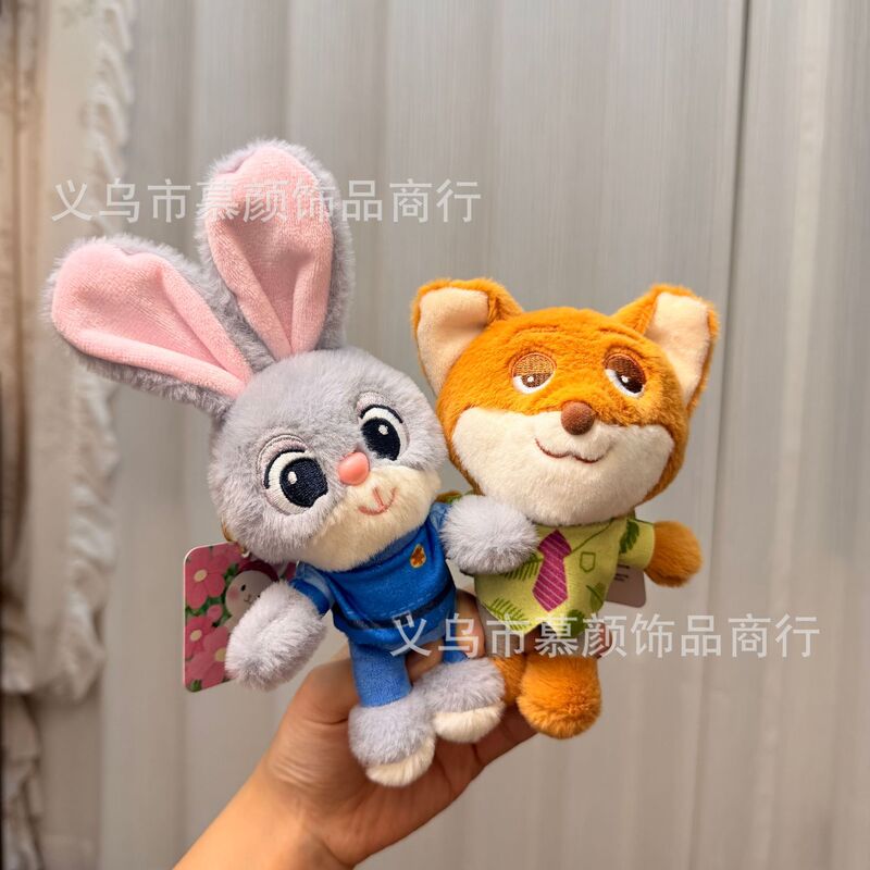 Disney Cute Bunny Judy Plush Toy Pendant, Nick Little Fox Bag Charm Keychain