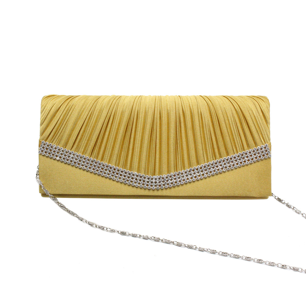 Women'S Gender Rhinestone Design Fashion Style Women's Medium All Seasons Polyester Silk Solid Color Fashion Rhinestone Square Magnetic Buckle Evening Bag
