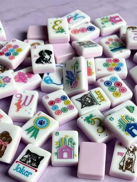(24-Hour In-Stock Direct Shipping) American Mahjong Entertainment Mahjong Pink Pet Dog Mahjong