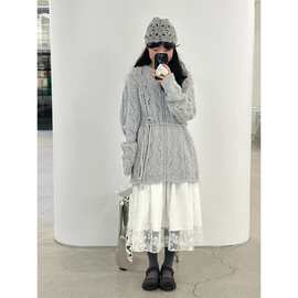 现 2025冬季新款韩国设计师atelier *dition高腰蕾丝半身裙